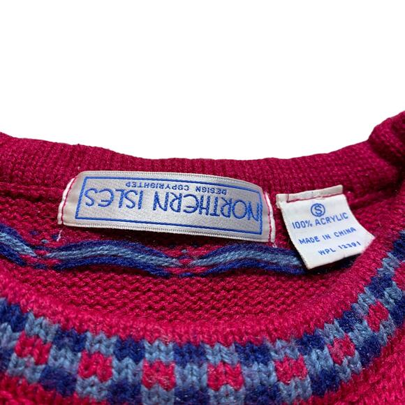 Vintage Goose Northern Isles Pink Crewneck Sweater Small Duck Bunny - Picture 4 of 7